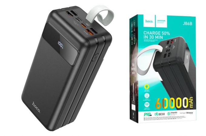 Универсальный дополнительный аккумулятор Power Bank HOCO J86B 22.5W (60000 mAh) (черный)