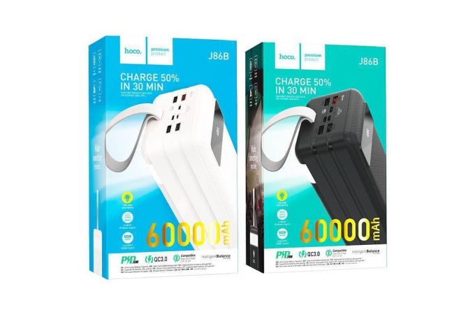 Универсальный дополнительный аккумулятор Power Bank HOCO J86B 22.5W (60000 mAh) (белый)