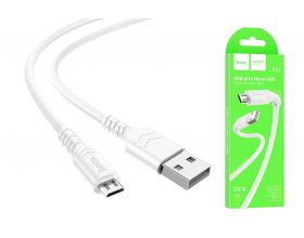 Кабель USB - MicroUSB HOCO X62 2,4A (белый) 1м (усиление угла)