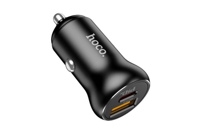Автомобильное зарядное устройство АЗУ USB + USB-C HOCO NZ5 QC3.0 + PD30W (черный)