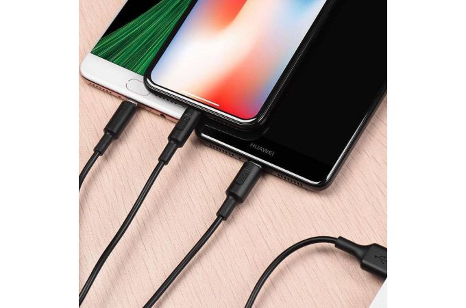 Кабель USB 3 в 1 HOCO X25 lightning/Micro/Type-C (черный) 1м