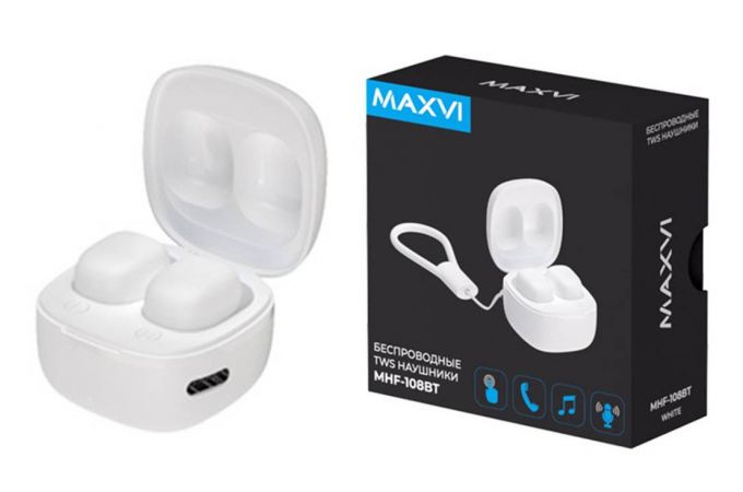 Bluetooth наушники Maxvi MHF-108 BT белые TWS