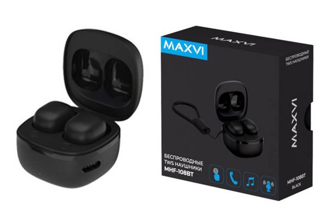 Bluetooth наушники Maxvi MHF-108 BT черные TWS