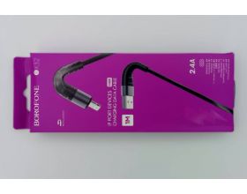 Кабель USB - Lightning BOROFONE BX32, 2,4A (черный) 1м (в оплетке, с усилением сгиба) (УЦЕНКА! МЯТАЯ УПАКОВКА)