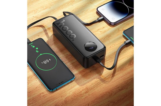 Универсальный дополнительный аккумулятор Power Bank HOCO J132B Sabio 22.5W+PD20W fully compatible (30000 mAh) (черный) 3 кабеля