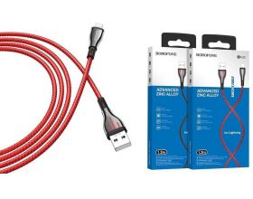 Кабель USB - Lightning BOROFONE BU23, 2,4A (красный) 1,2м (в оплетке)