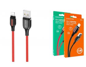 Кабель USB - Lightning BOROFONE BU14, 2,4A (красный) 1,2м (в оплетке)