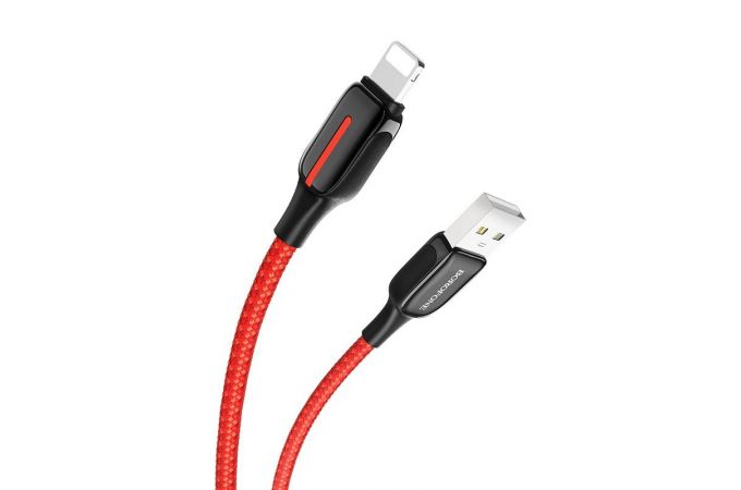 Кабель USB - Lightning BOROFONE BU14, 2,4A (красный) 1,2м (в оплетке)