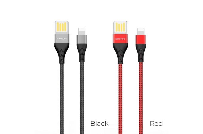 Кабель USB - Lightning BOROFONE BU11, 2,4A (красный) 1,2м (в оплетке)