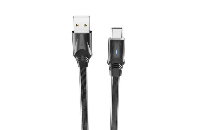 Кабель USB - USB Type-C BOROFONE BU12, 3A (черный) 1,2м (двойная оплетка, LED индикатор)
