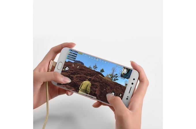 Кабель USB - MicroUSB BOROFONE BX26 2,4A (золотистый) 1м (в оплетке, Г-образный коннектор)