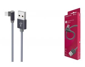 Кабель USB - MicroUSB BOROFONE BX26 2,4A (серый) 1м (в оплетке, Г-образный коннектор)
