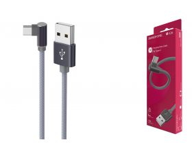 Кабель USB - USB Type-C BOROFONE BX26, 3A (серый) 1м (в оплетке, угловой)