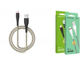 Кабель USB - Lightning BOROFONE BX25, 2,4A (черный) 1м (в оплетке)