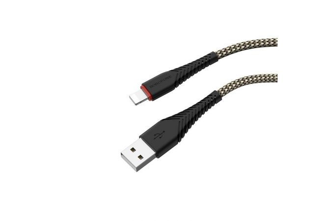 Кабель USB - Lightning BOROFONE BX25, 2,4A (черный) 1м (в оплетке)