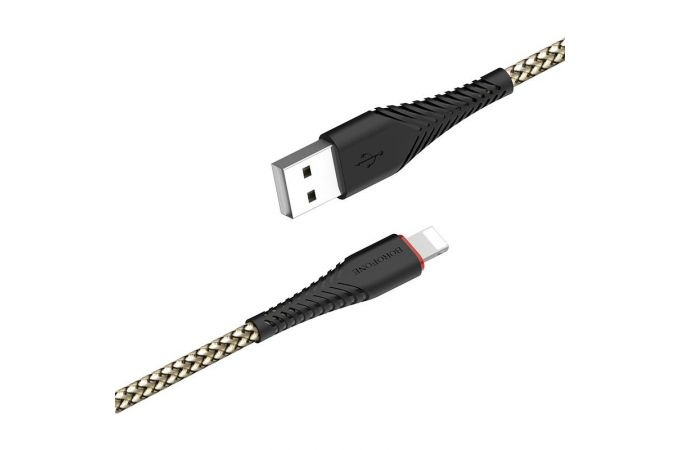 Кабель USB - Lightning BOROFONE BX25, 2,4A (черный) 1м (в оплетке)