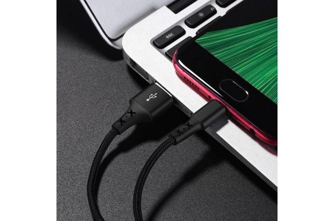 Кабель USB - MicroUSB BOROFONE BX20 2A (черный) 1м (в оплетке)