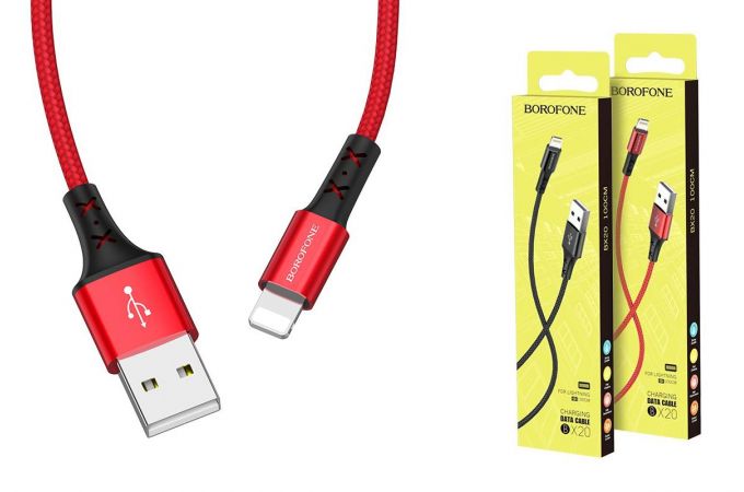 Кабель USB - Lightning BOROFONE BX20, 2,4A (красный) 1м