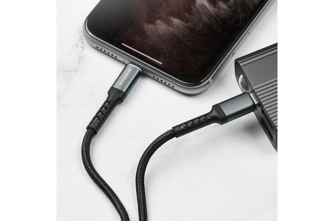 Кабель USB Type-C - Lightning BOROFONE BU22, 3A PD18W (черный) 1,2м (в оплетке, LED индикатор)