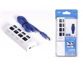 Разветвитель USB HUB 3.0 хаб с выключателями, 4 порта, СуперЭконом, белый, SBHA-7304-W