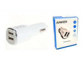 Автомобильное зарядное устройство АЗУ 2USB 2400 + 1000mAh ANKER (белый)