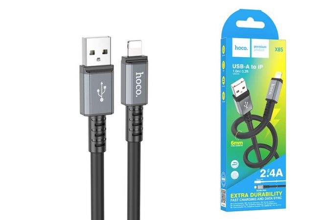 Кабель USB - Lightning HOCO X85, 2,4A (черный) 1м