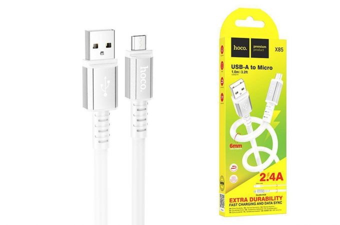 Кабель USB - MicroUSB HOCO X85 (белый) 1м