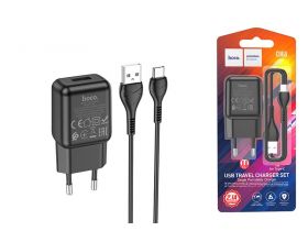 Сетевое зарядное устройство USB + кабель Type-C HOCO C96A (черный)