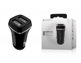 Автомобильное зарядное устройство АЗУ 2USB + кабель MicroUSB BOROFONE BZ2 Jouroad 2400 mAh (черный)