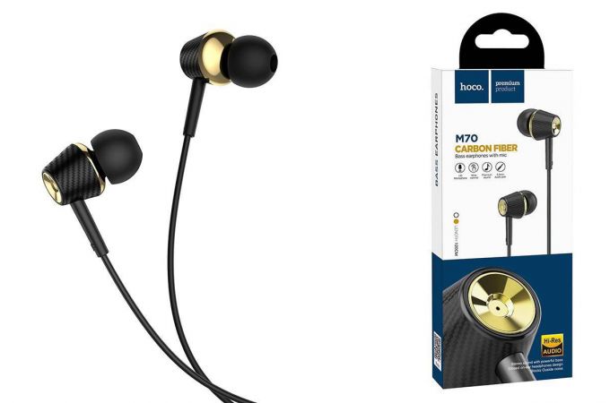 Наушники вакуумные проводные HOCO M70 Graceful universal earphones (черный)