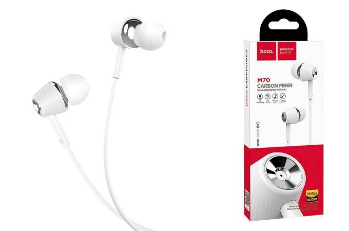 Наушники вакуумные проводные HOCO M70 Graceful universal earphones (белый)