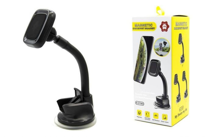 Держатель автомобильный для телефона H-CT303 магнитный на стекло, гибкая ножка (цвет черный)