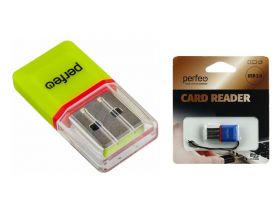Картридер Perfeo Card Reader Micro SD, (PF-VI-R008 Green) зелёный