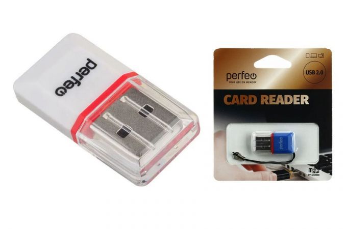 Картридер Perfeo Card Reader Micro SD, (PF-VI-R008 White) белый