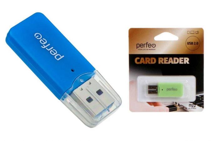 Картридер Perfeo Card Reader Micro SD, (PF-VI-R022 Blue) синий