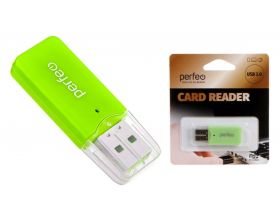 Картридер Perfeo Card Reader Micro SD, (PF-VI-R022 Green) зелёный