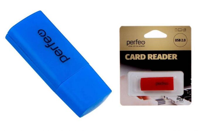 Картридер Perfeo Card Reader Micro SD, (PF-VI-R023 Blue) синий