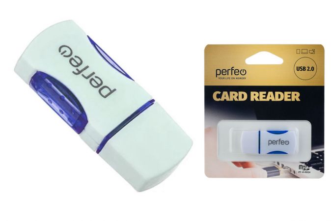 Картридер Perfeo Card Reader Micro SD, (PF-VI-R024 Blue) синий