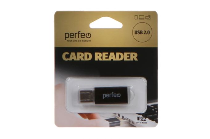 Картридер Perfeo Card Reader Micro SD, (PF-VI-R025 Black) чёрный