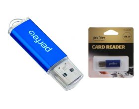 Картридер Perfeo Card Reader Micro SD, (PF-VI-R025 Blue) синий