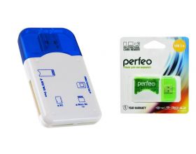 Картридер Perfeo Card Reader SD/MMC+Micro SD+MS+M2, (PF-VI-R010 Blue) синий