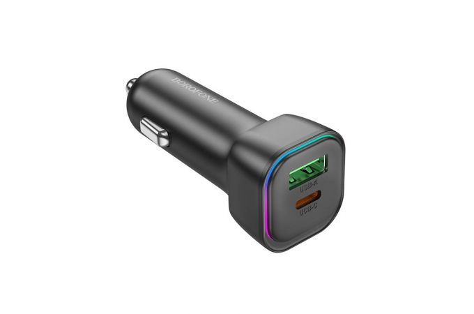 Автомобильное зарядное устройство АЗУ USB + USB-C BOROFONE BZ28A Trophie PD30W+QC3.0 (черный)