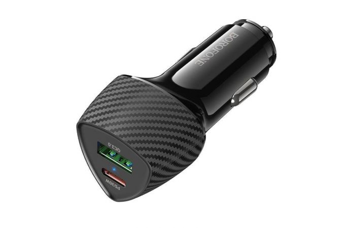 Автомобильное зарядное устройство АЗУ USB + USB-C BOROFONE BZ31C Solid PD30W+QC3.0 (черный)