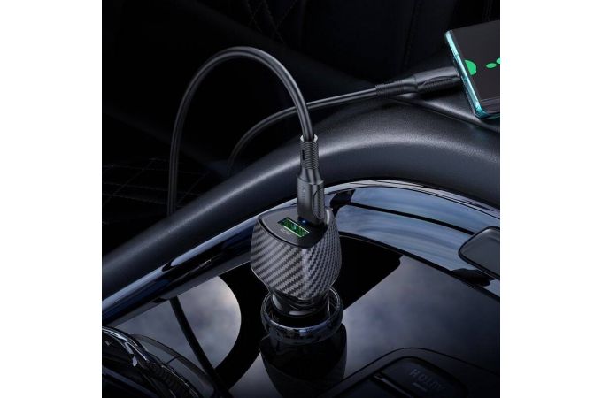 Автомобильное зарядное устройство АЗУ USB + USB-C BOROFONE BZ31C Solid PD30W+QC3.0 (черный)