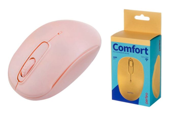 Мышь беспроводная Perfeo "COMFORT", 3 кн, DPI 1000, USB PF_A4776 (персик)