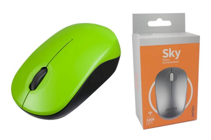 Мышь беспроводная Perfeo "SKY", 3 кн, DPI 1200, USB (зеленый)