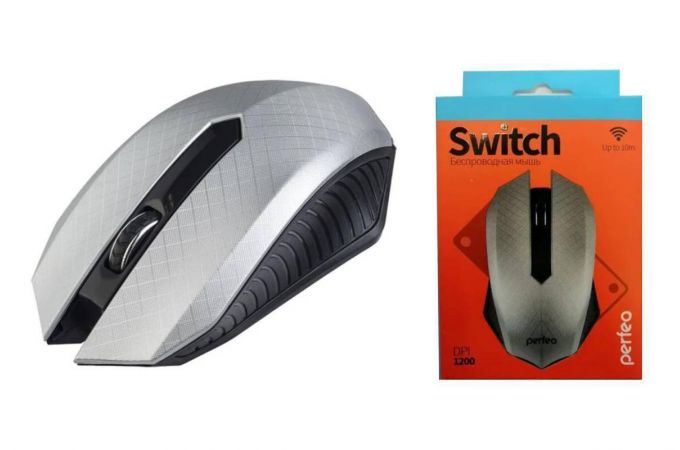 Мышь беспроводная Perfeo "SWITCH", 3 кн, DPI 1200, USB PF_A4501 (серебристый)