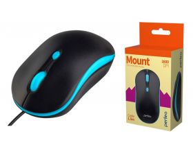 Мышь проводная Perfeo "MOUNT", 4 кн, DPI 800-1600, USB PF_A4510 (черно-голубой)