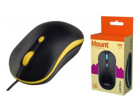 Мышь проводная Perfeo "MOUNT", 4 кн, DPI 800-1600, USB PF_A4511 (черно-желтый)