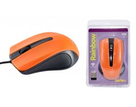 Мышь проводная Perfeo "RAINBOW", 3 кн, USB (черно-оранжевый)